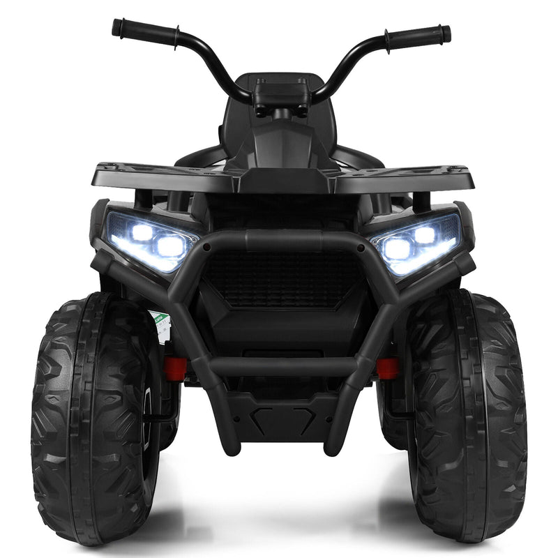 Electric Kids Ride On ATV 4-Wheeler Quad with LED Lights in Black - 12V