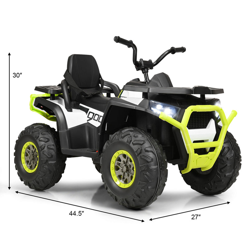Electric Kids Ride On ATV 4-Wheeler Quad with LED Lights in White - 12V