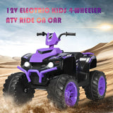Electric Kids Ride On ATV 4-Wheeler Quad with Music and LED Light - Purple