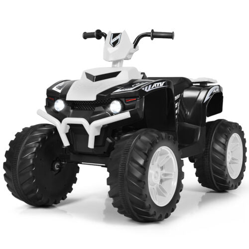 Electric Kids Ride On ATV 4-Wheeler Quad with Music and LED Lights - White