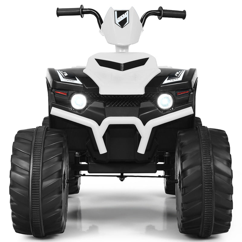 Electric Kids Ride On ATV 4-Wheeler Quad with Music and LED Lights - White