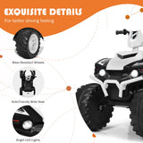 Electric Kids Ride On ATV 4-Wheeler Quad with Music and LED Lights - White