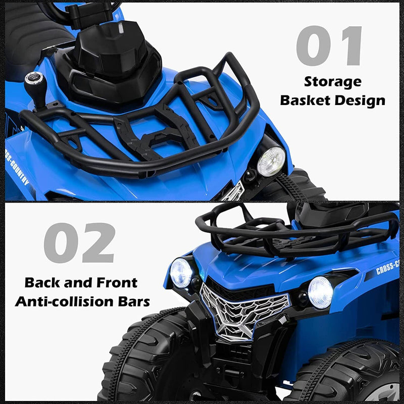 Electric ATV 4-Wheeler Quad Car Toy for Kids - 12V, 2 Speeds, Headlights, MP3 Compatible