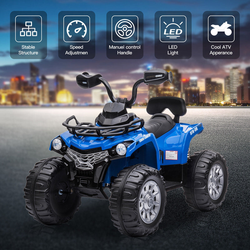 Electric ATV 4-Wheeler Quad Car Toy for Kids - 12V, 2 Speeds, MP3, Headlights