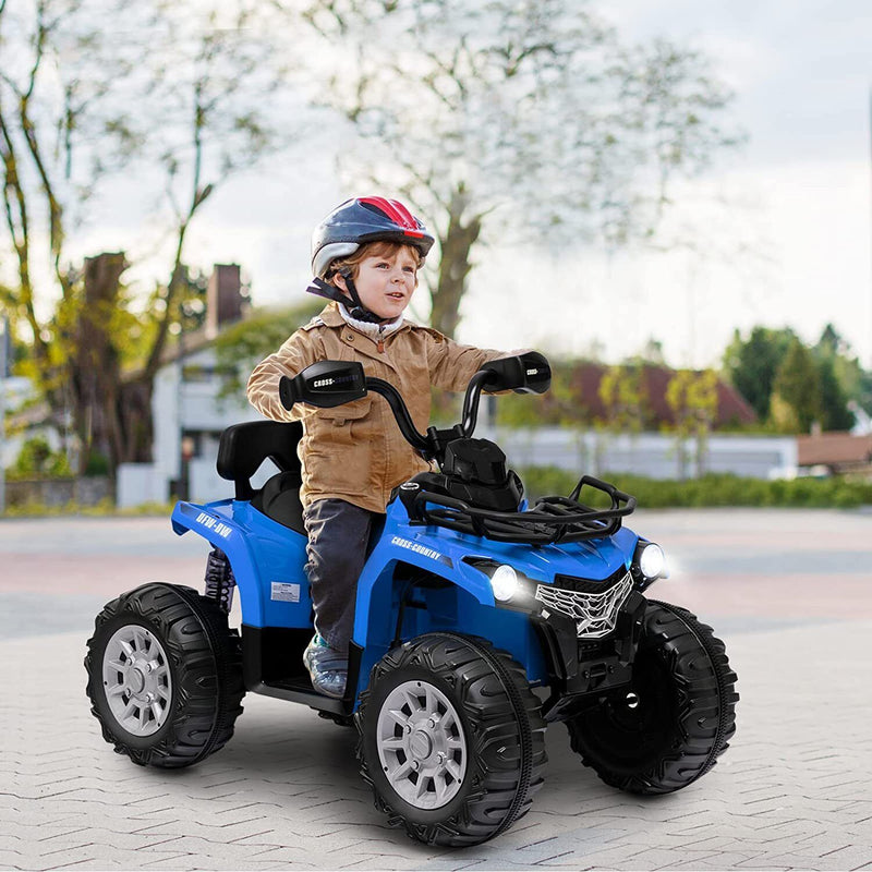 Electric Kids Ride On ATV 4-Wheeler Quad with Music, LED Lights, and USB - Blue