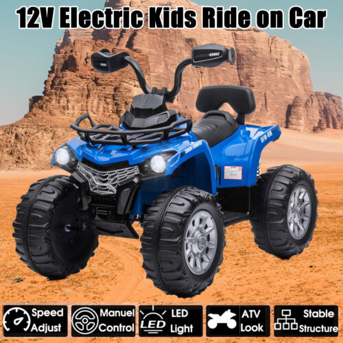 Electric Kids Ride-On ATV Truck with Music & LED Lights - 12V Rechargeable, Blue