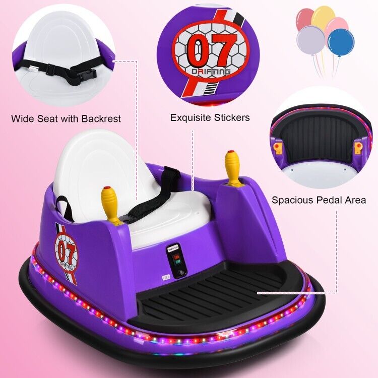 Electric Kids Ride On Bumper Car with Flashing Lights and Remote Control - Perfect Toddler Toy Gift