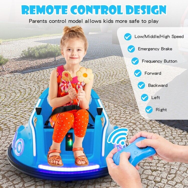 Electric Kids Ride On Bumper Car with Remote Control and Flashing LED Lights - Perfect Gift for Children
