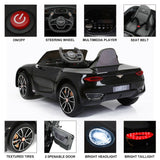 Electric Kids Ride-On Car Bentley Style with Remote Control and LED Lights - Black