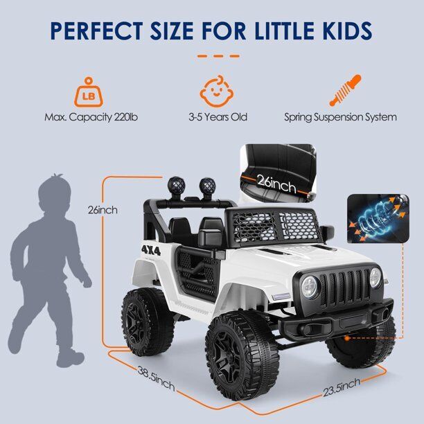 Electric Kids Ride-On Car Truck SUV with 3-Speeds, MP3 Player, and Remote Control - 12V USA