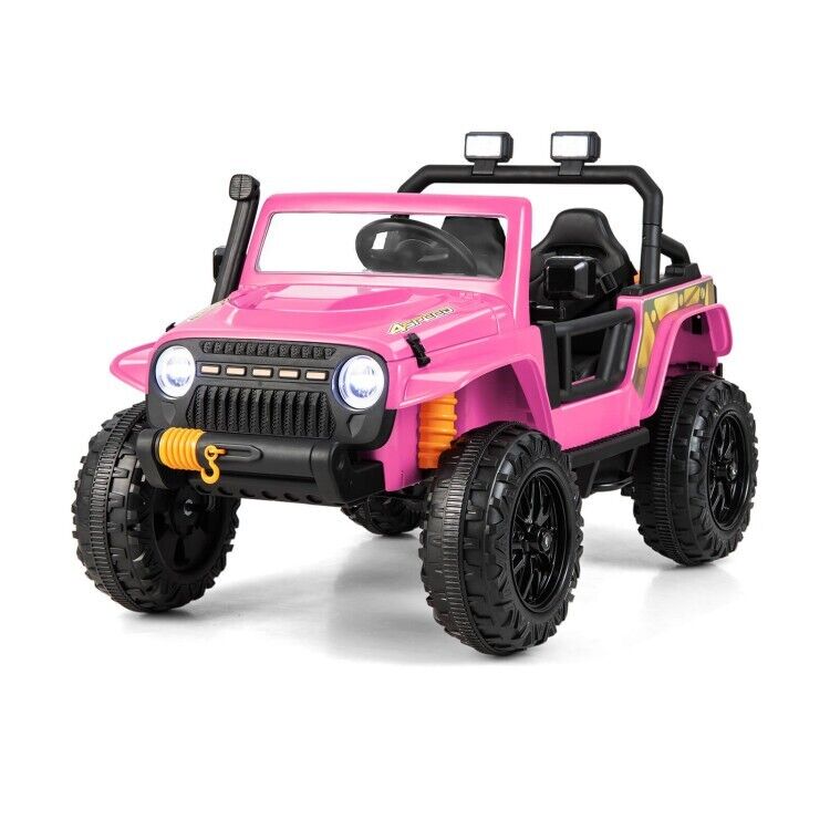 Electric Kids Ride On Car Truck Toy with Parent Remote Control and LED Lights - Pink
