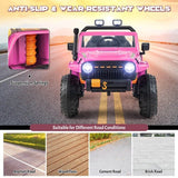 Electric Kids Ride On Car Truck Toy with Parent Remote Control and LED Lights - Pink