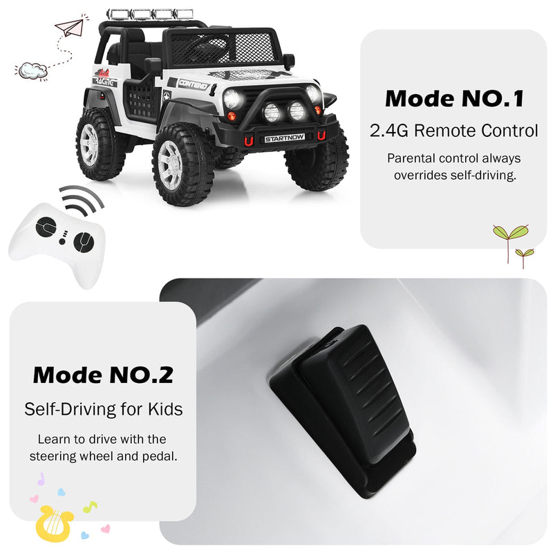 Electric Kids Ride On Car Truck with MP3 Player and Remote Control - White