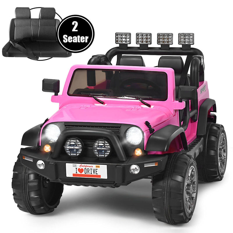 Electric Kids Ride On Car with Remote Control and Music - Pink with Storage Box