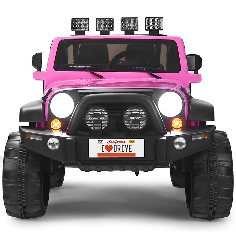 Electric Kids Ride On Car with Remote Control and Music - Pink with Storage Box
