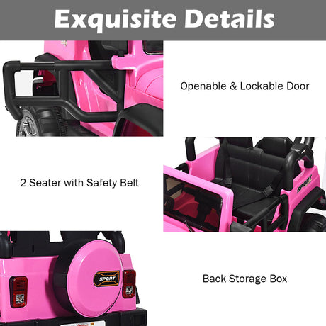 Electric Kids Ride On Car with Remote Control and Music - Pink with Storage Box