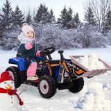 Electric Kids Ride-On Excavator Toy with Remote Control and Lights - Blue