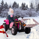 Electric Kids Ride-On Excavator with Remote Control - Rose Red
