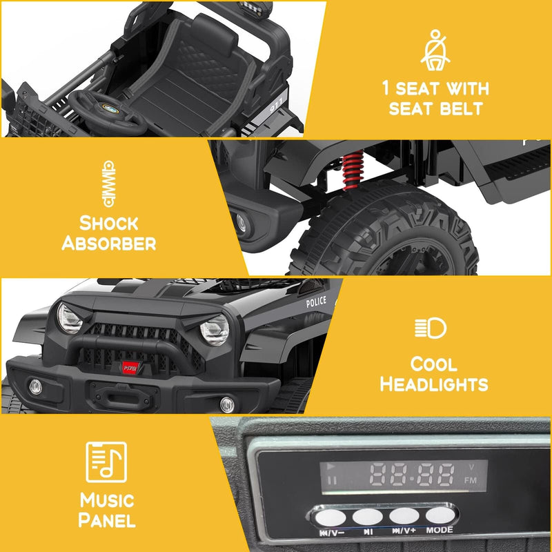Electric Kids Ride-On Jeep SUV with 2 Speeds, Remote Control, LED Lights, and Music