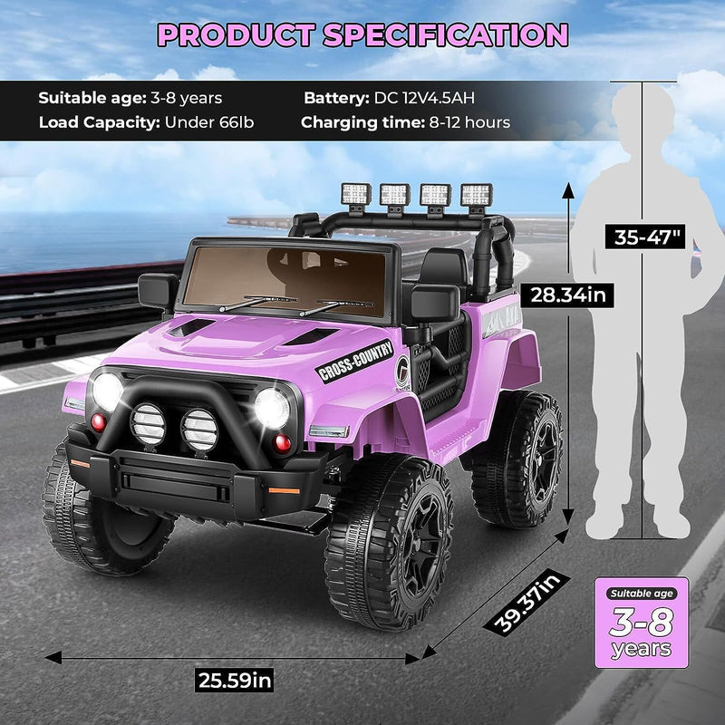 Electric Kids Ride-On JEEP Truck with Remote Control and 2 Seats - 3 Speed Options - Perfect Gift for Children