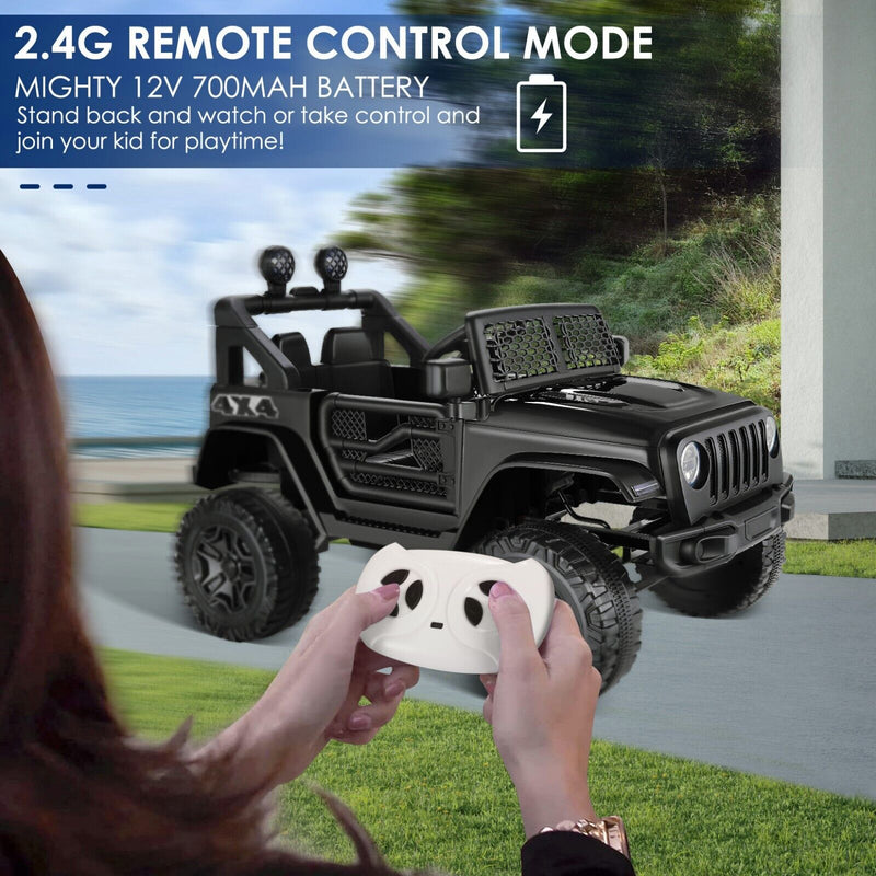 Remote Control Ride-On Car Truck for Kids with Lights, 3 Speeds, USB and MP3 Compatibility