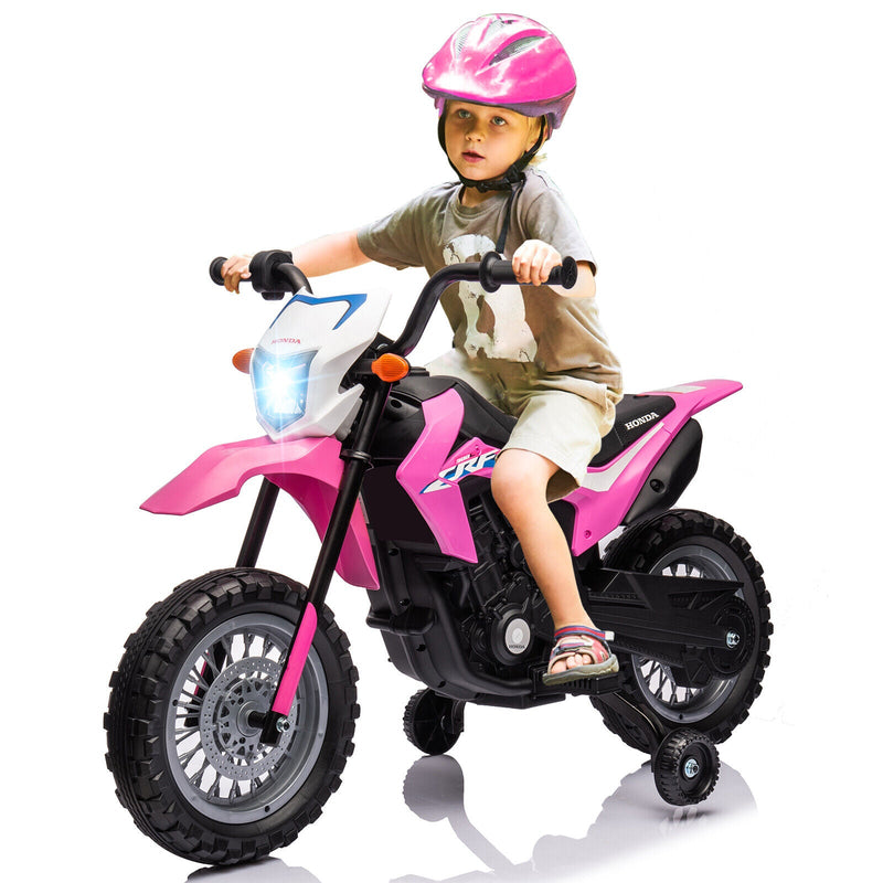 Electric Kids Ride-on Motorcycle with Training Wheel, Headlight, and Sound Effects