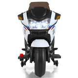 Electric Kids Ride On Motorcycle with Training Wheels - White (12V)