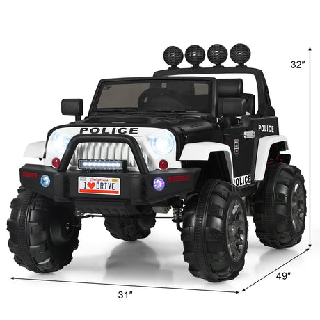 Electric Kids Ride On Police Car with MP3 and Remote Control - 12V
