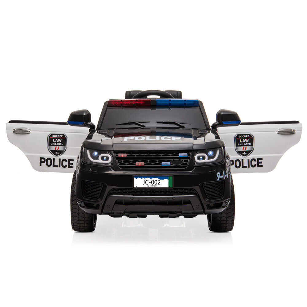 Electric Kids Ride On Police SUV with Remote Control and Music - Black