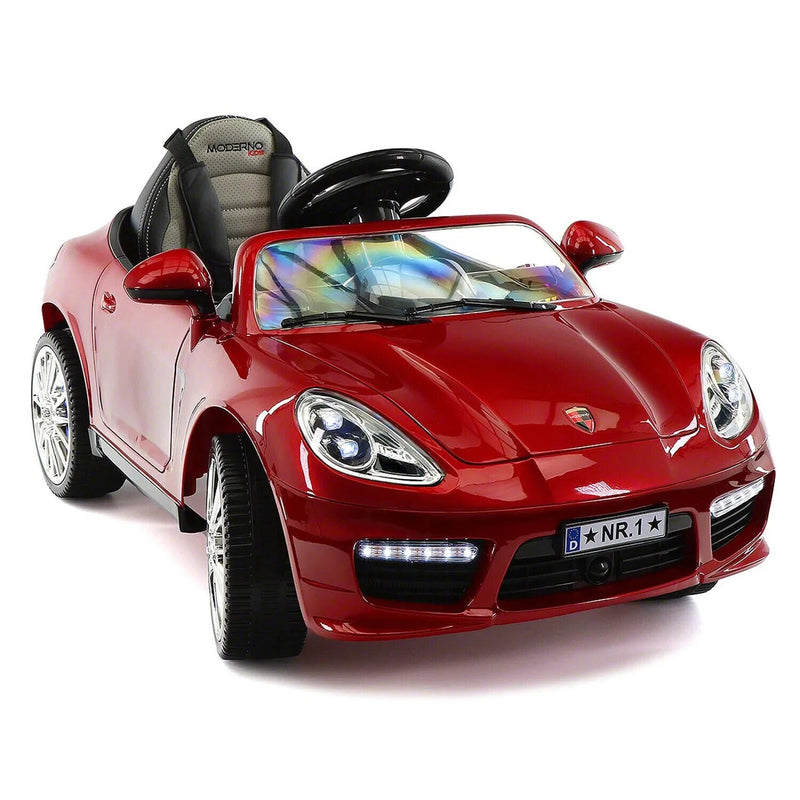 Electric Kids Ride-On Roadster Sports Car with PU Leather Seat, 2 Speeds, Lights, and Remote Control