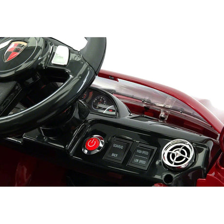 Electric Kids Ride-On Roadster Sports Car with PU Leather Seat, 2 Speeds, Lights, and Remote Control