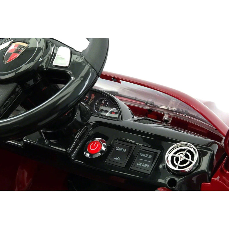 Electric Kids Ride-On Roadster Sports Car with PU Leather Seat, 2 Speeds, Lights, and Remote Control