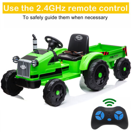 Electric Kids Ride-On Tractor with Trailer and Remote Control - 12V Battery-Powered
