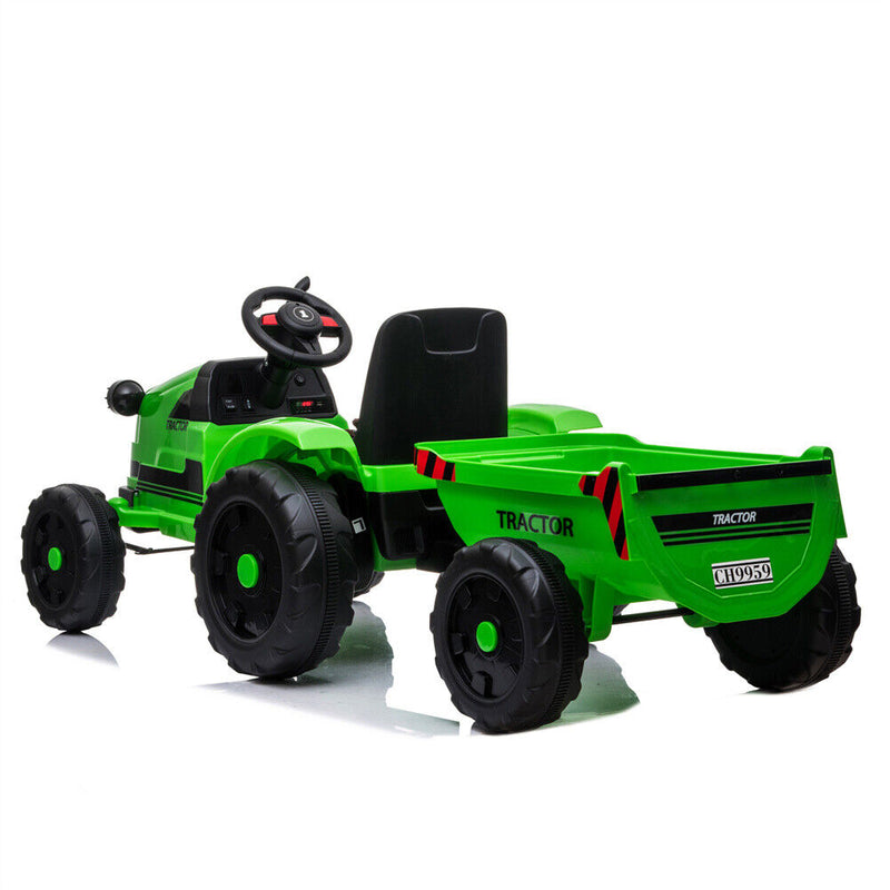 Electric Kids Ride-On Tractor with Trailer and Remote Control - 12V Battery-Powered