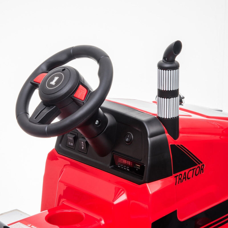 Electric Kids Ride-On Tractor with Trailer Toy - Perfect for Christmas Fun!
