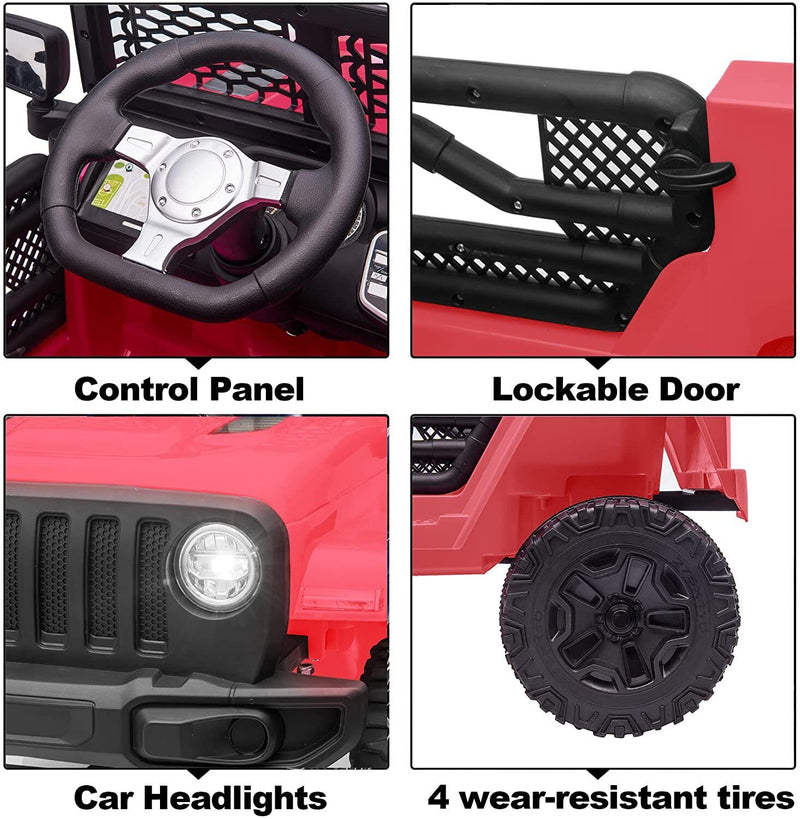 Electric Kids Ride-On Truck with Remote Control and LED Lights - 12V Battery Powered, 1-Seater