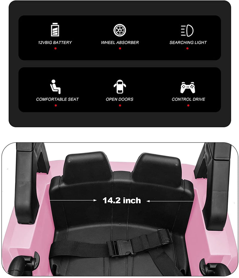 Electric Kids Ride-On Truck with Remote Control and LED Lights - 12V Battery Powered, 1-Seater