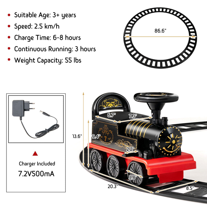 Electric Kids Train Toy with Unique Design & Stickers - Black
