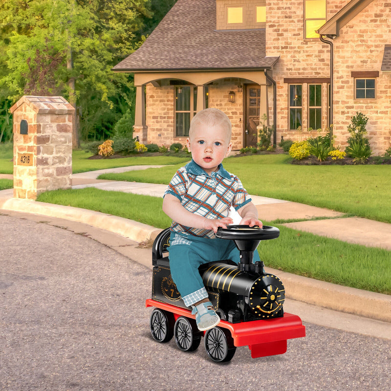 Electric Kids Train Toy with Unique Design & Stickers - Black