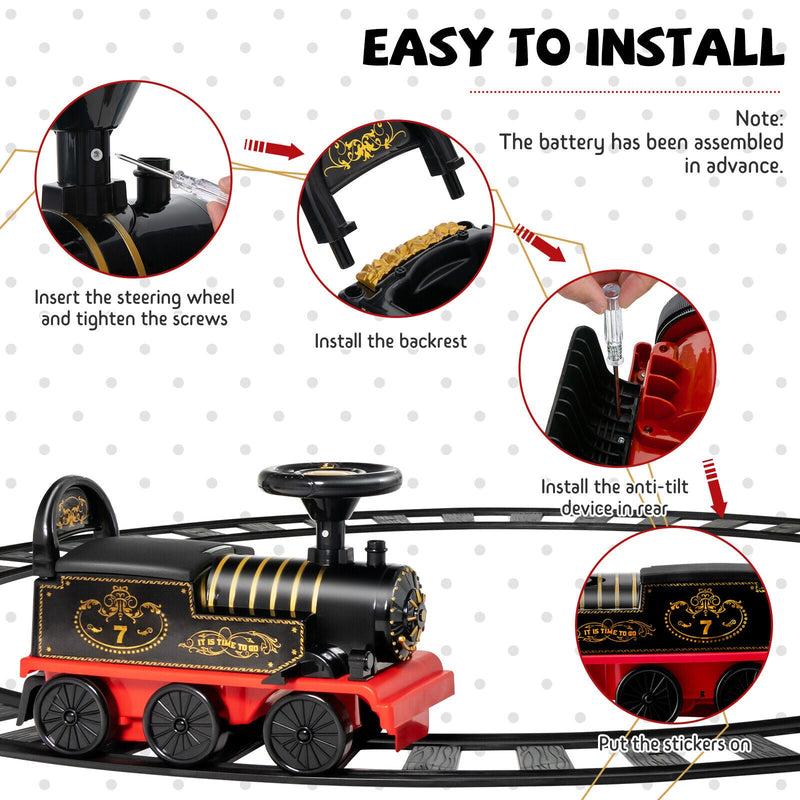 Electric Kids Train Toy with Unique Design & Stickers - Black