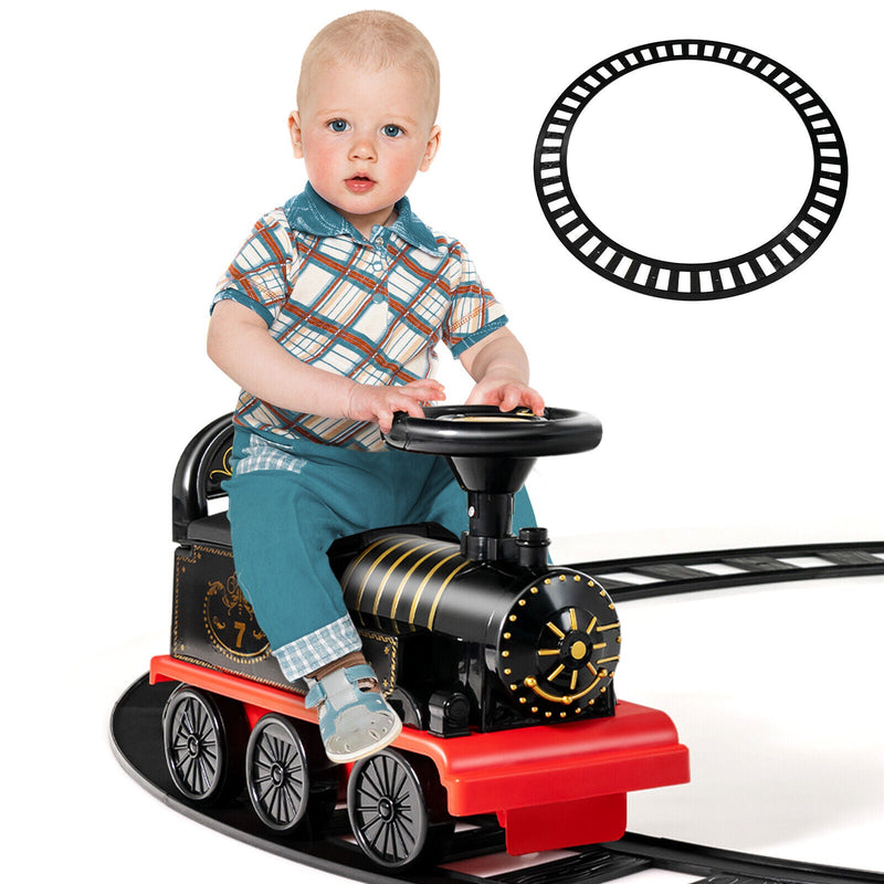 Electric Kids Train Toy with Unique Design & Stickers - Black