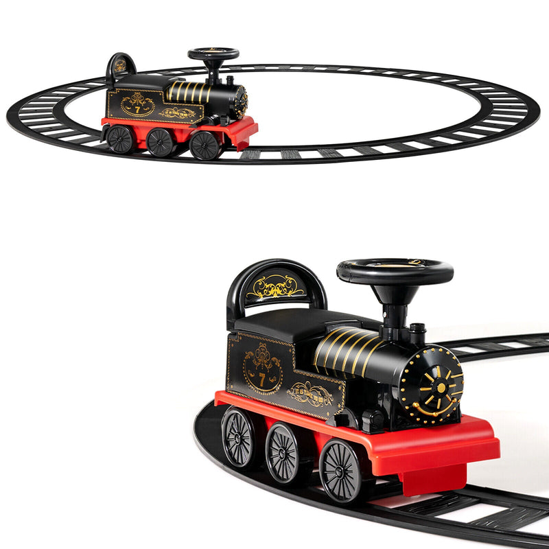 Electric Kids Train Toy with Unique Design & Stickers - Black