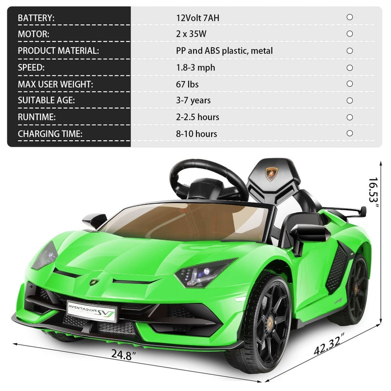 Electric Lamborghini Ride On Car for Kids with Remote Control and MP3 - Perfect Gift for Boys and Girls (12V)
