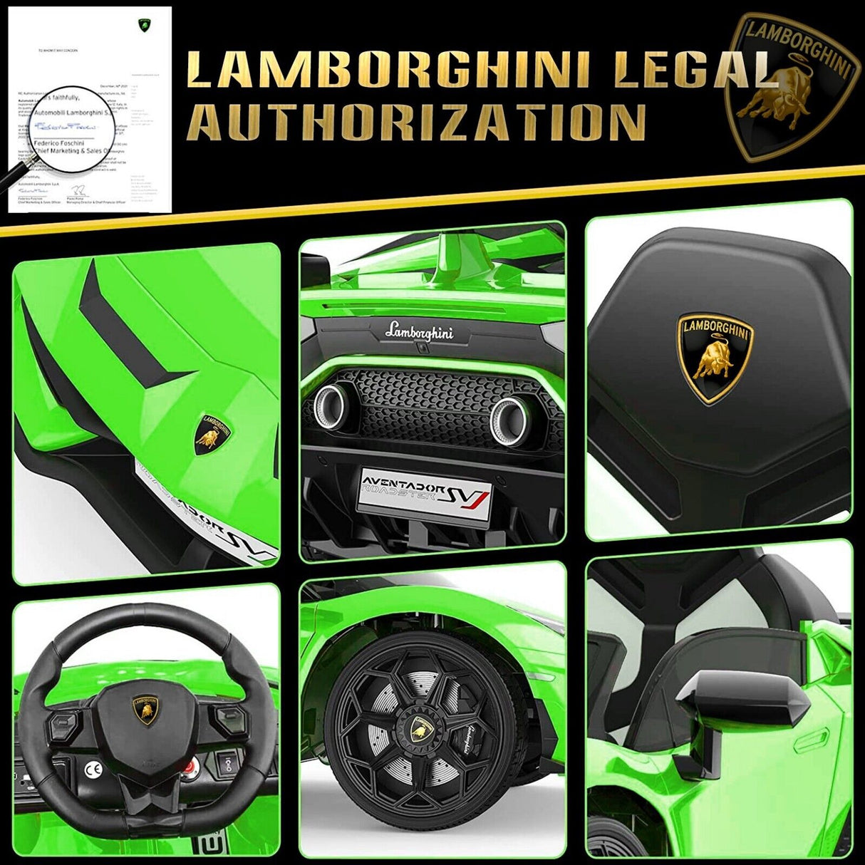 12V Licensed Lamborghini Aventador Electric Ride-On Sports Car for Kids