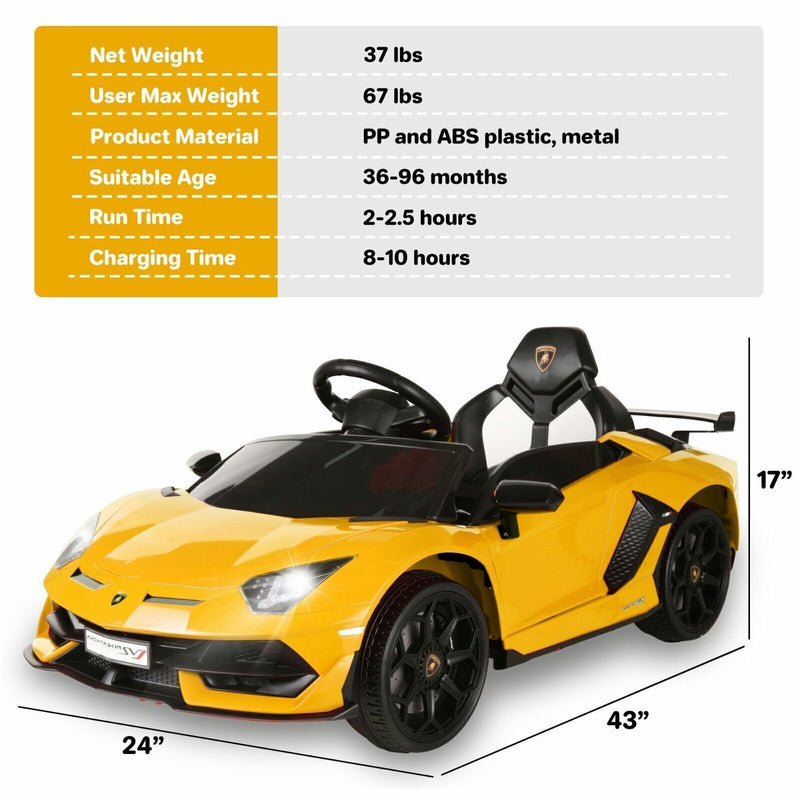 Electric Lamborghini Ride-On Car for Kids with Remote Control and MP3 Player