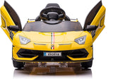 12V Licensed Lamborghini Ride-On Car with 3 Speeds, RC Headlights, and Hydraulic Doors