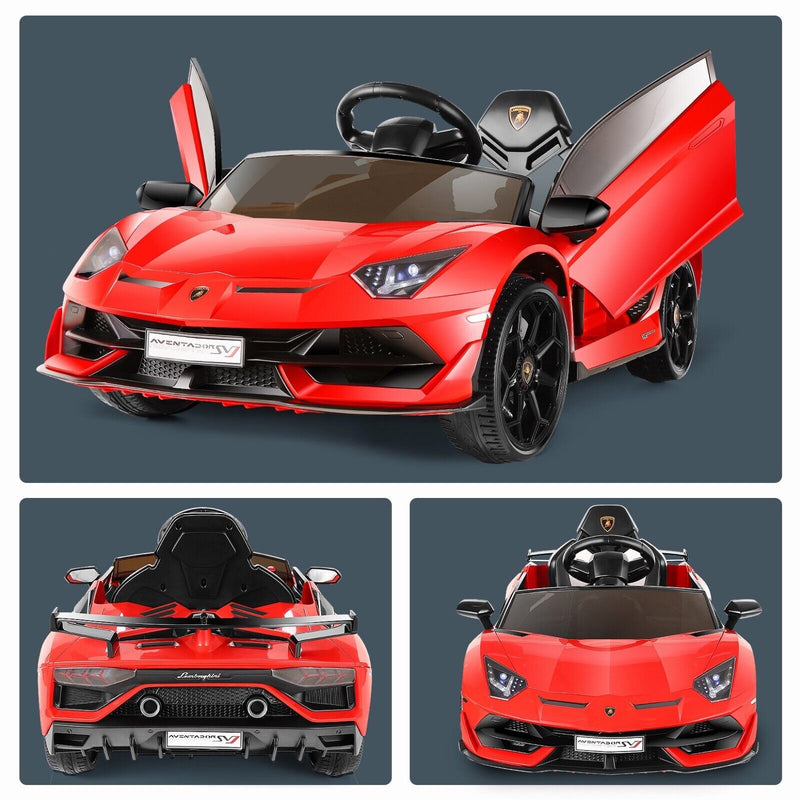 12V Licensed Lamborghini Ride-On Car with 3 Speeds, RC Headlights, and Hydraulic Doors