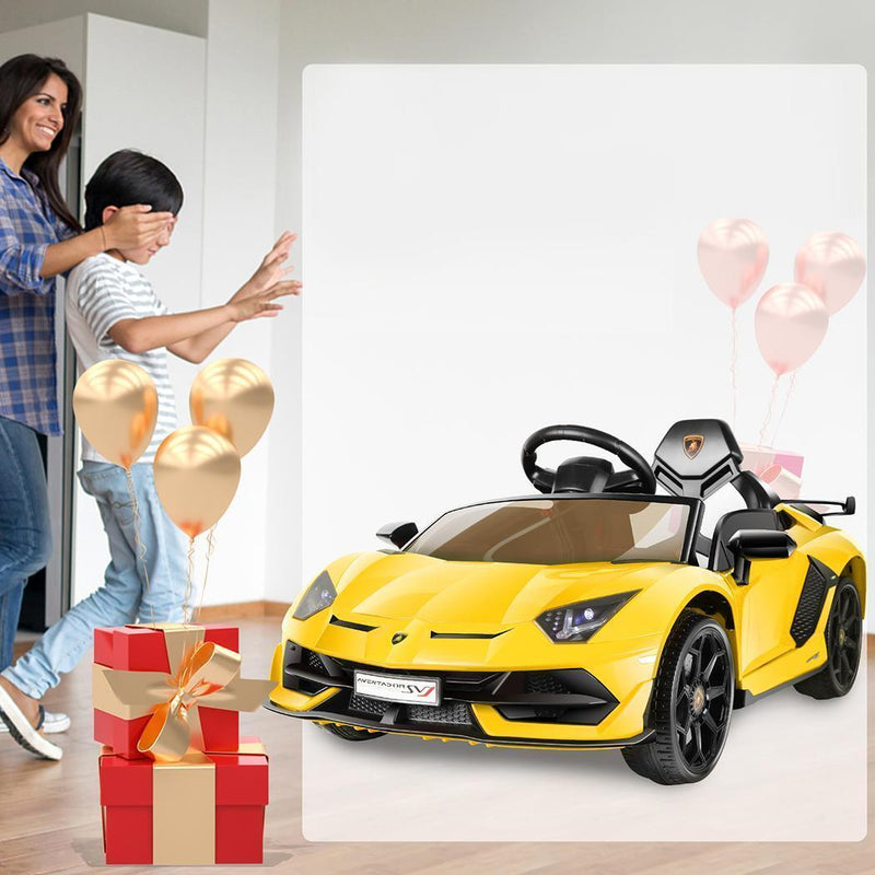 Electric Lamborghini Ride-On Car for Kids with Remote Control, MP3 Player, and 3-Speed Options
