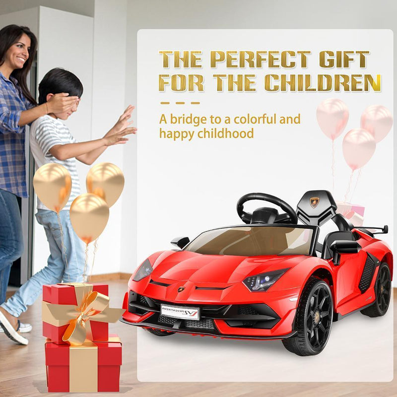 Electric Lamborghini Ride-On Car for Kids with Remote Control, LED Lights, and MP3 Player - 3 Speed Options