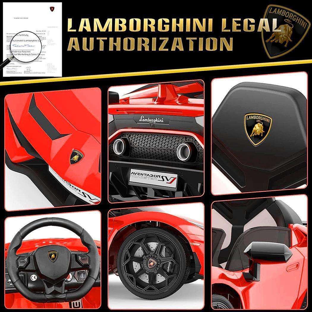 Electric Lamborghini Ride-On Car for Kids with Remote Control, LED Lights, and MP3 Player - 3 Speed Options